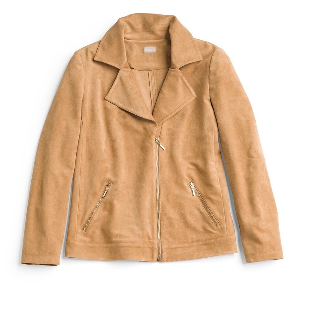 Petite Faux-Suede Moto‎ Camel Jacket - Picture 14 of 16